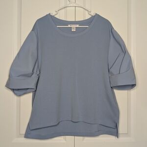 Athleta Harlow Hybrid Tee Blue Puff Sleeve T-Shirt Womens Stretch Large